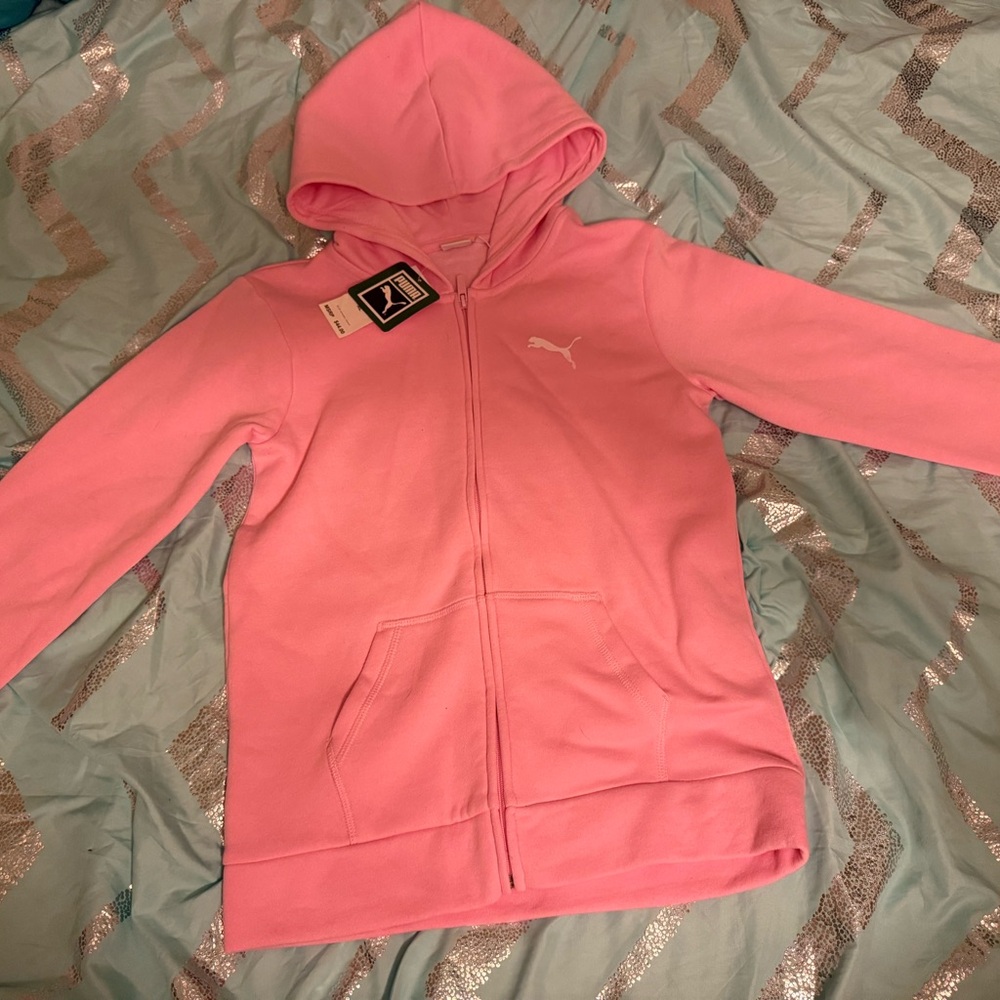 Puma Girls size XL (16) Bubblegum Pink Zip-Up Hoodie